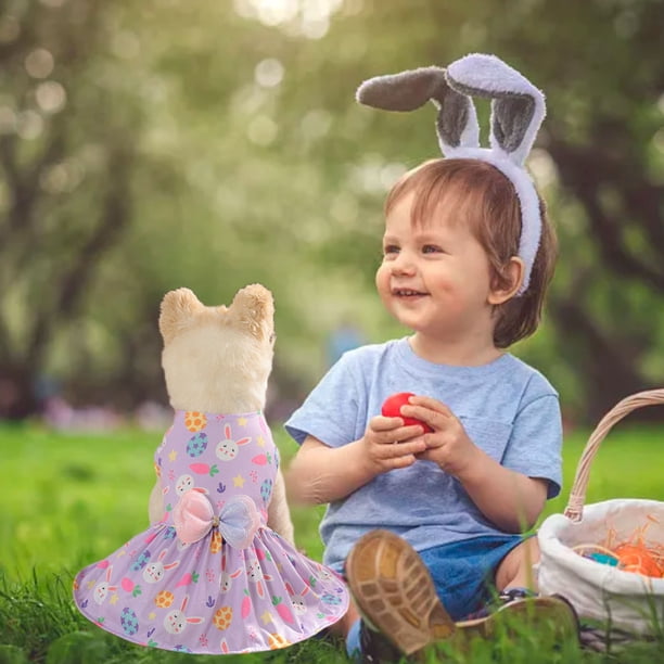 Xihbxyly Traje de Pascua para Perro, Adorable Vestido de Verano para Mascotas, Tela Suave y Cómoda, Ideal para Todo El Año, Estilo Hogareño, Tendencia de Moda para Perros Pequeños, Perfecto para Cele