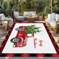 thumbnail image 2 of Christmas Red Truck Outdoor Rug for Patio/Deck/Porch, Non-Slip Large Area Rug 4 x 6 Ft, Xmas Pine Tree Red Buffalo Plaid Winter Indoor Outdoor Rugs Washable Area Rugs, Camping Rug Carpet Runner, 2 of 8