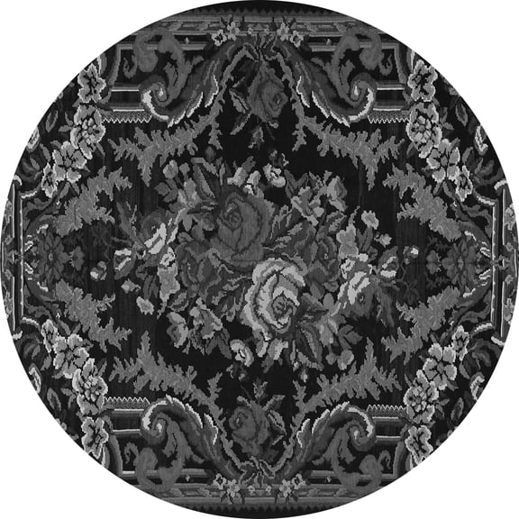 Ahgly Company Indoor Round Medallion Gray French Area Rugs, 3' Round
