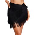thumbnail image 3 of Haitryli Womens Belly Dance Hip Scarf Tiered Tassel Waist Chain Lace Up Skirt For Salsa Tango Black One Size, 3 of 6