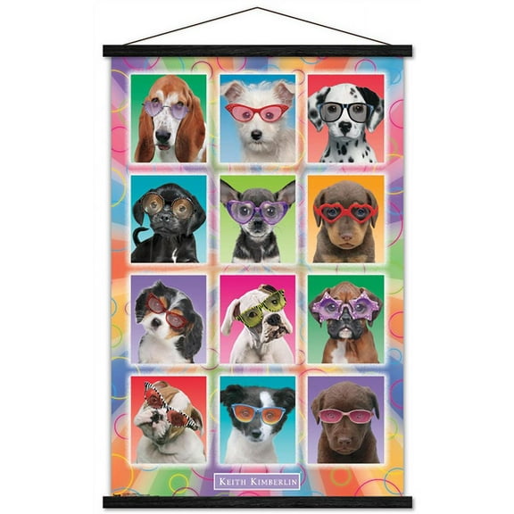 Keith Kimberlin - Puppies - Sunglasses Wall Poster with Magnetic Frame, 22.375" x 34"