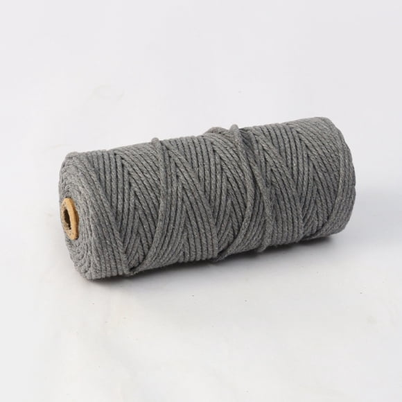 Namzi Cordón de macramé de 3 mm x 110 yardas, cuerda de algodón suave para macramé, suministros para manualidades, hilo de macramé para colgar plantas o colgar en la pared, color gris.