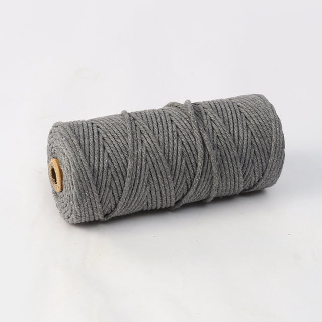 Namzi Cordón de macramé de 3 mm x 110 yardas, cuerda de algodón suave para macramé, suministros para manualidades, hilo de macramé para colgar plantas o colgar en la pared, color gris.