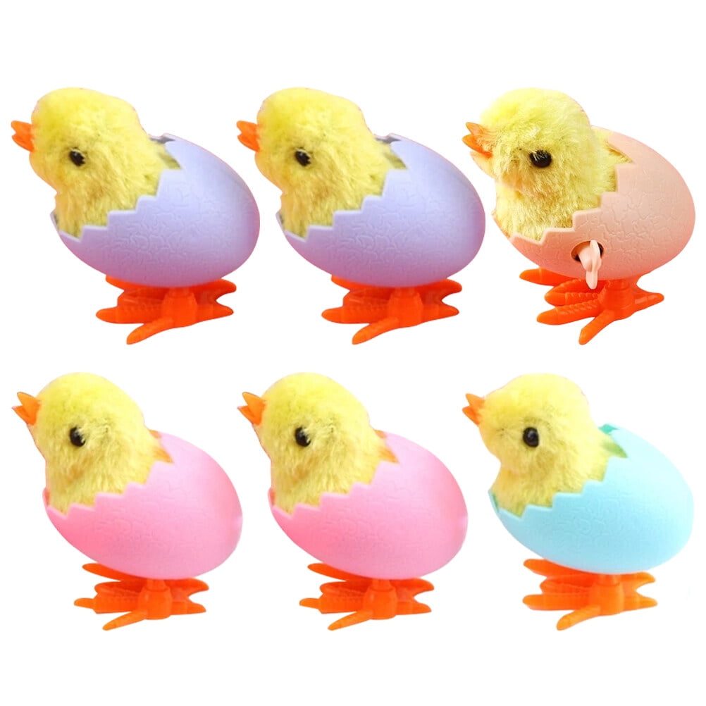 6Pcs Wind Up Chickens Cartoon Jumping Chickens Plush Wind Up Chicks Party Wind Up Toys
