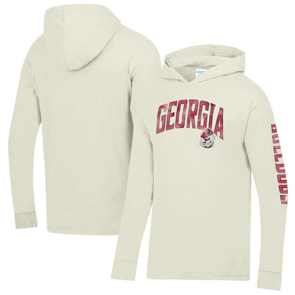 Men's ComfortWash  Cream Georgia Bulldogs Long Sleeve Hooded T-Shirt