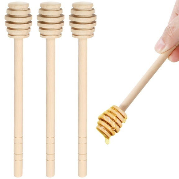 3Pcs Wooden Honey Dipper Sticks Honey Dipper Sticks Drizzle Honey Stirrers for Honey Jar Pot