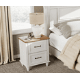 thumbnail image 2 of End Table with Charging Station Farmhouse Wooden NightStand  Sofa Side Table with 2 drawers for Bedroom Living Room, White, 2 of 6