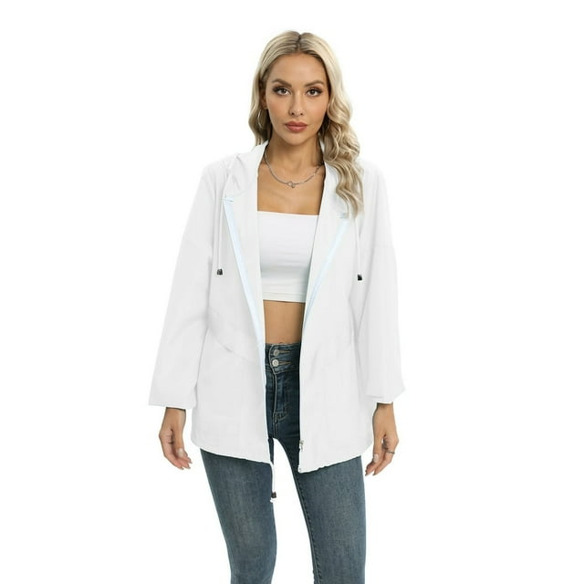 Liquidation! Veste Fine de Printemps pour Femmes Mode Veste Imperméable Manteau Isolé Coupe-Vent Extérieur Noir 2TG