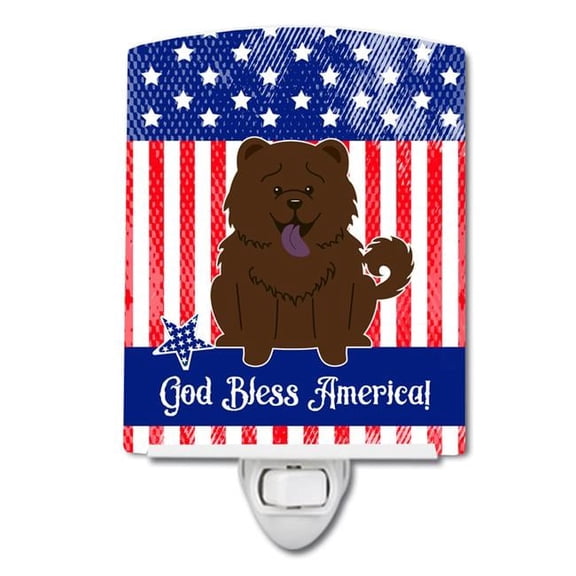 Caroline's Treasures BB3136CNL PatrioticChow Chow Chocolate Ceramic Night Light, 6x4x3", multicolor