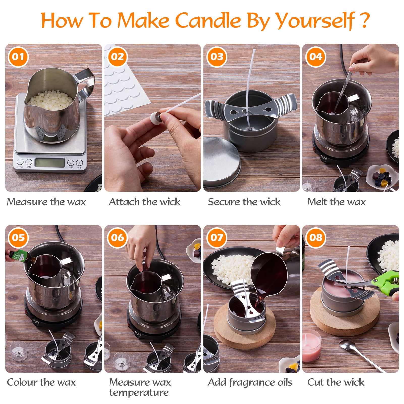 Candle kit,Scented Candle Kit Supplies Kids Diy Wicks Pot Jars Oils Wicks Pot With Supplies Kids Candle With Essential Diy Natural Beeswax Kids Diy Natural Beeswax Candle With Dsfen Siuke