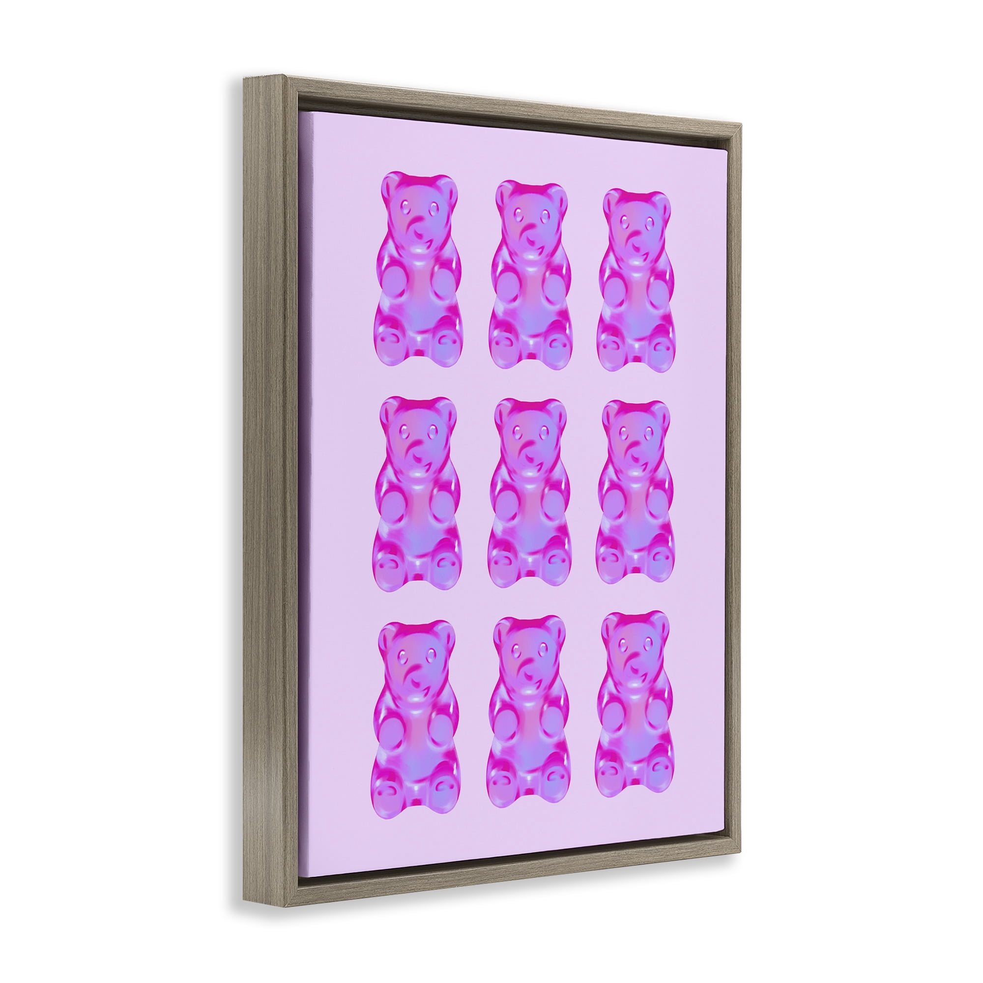 Stupell Industries Purple Ombre Candy Bears Food & Beverage Painting Brown Floater Framed Canvas Art Print Wall Art, 25 x 31