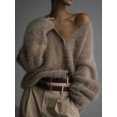 thumbnail image 6 of Fuzzy Cardigan Sweaters for Women V Neck Button Down Soft Knit Sweater Long Sleeve Cardigan Sweater Coat Khaki M, 6 of 9