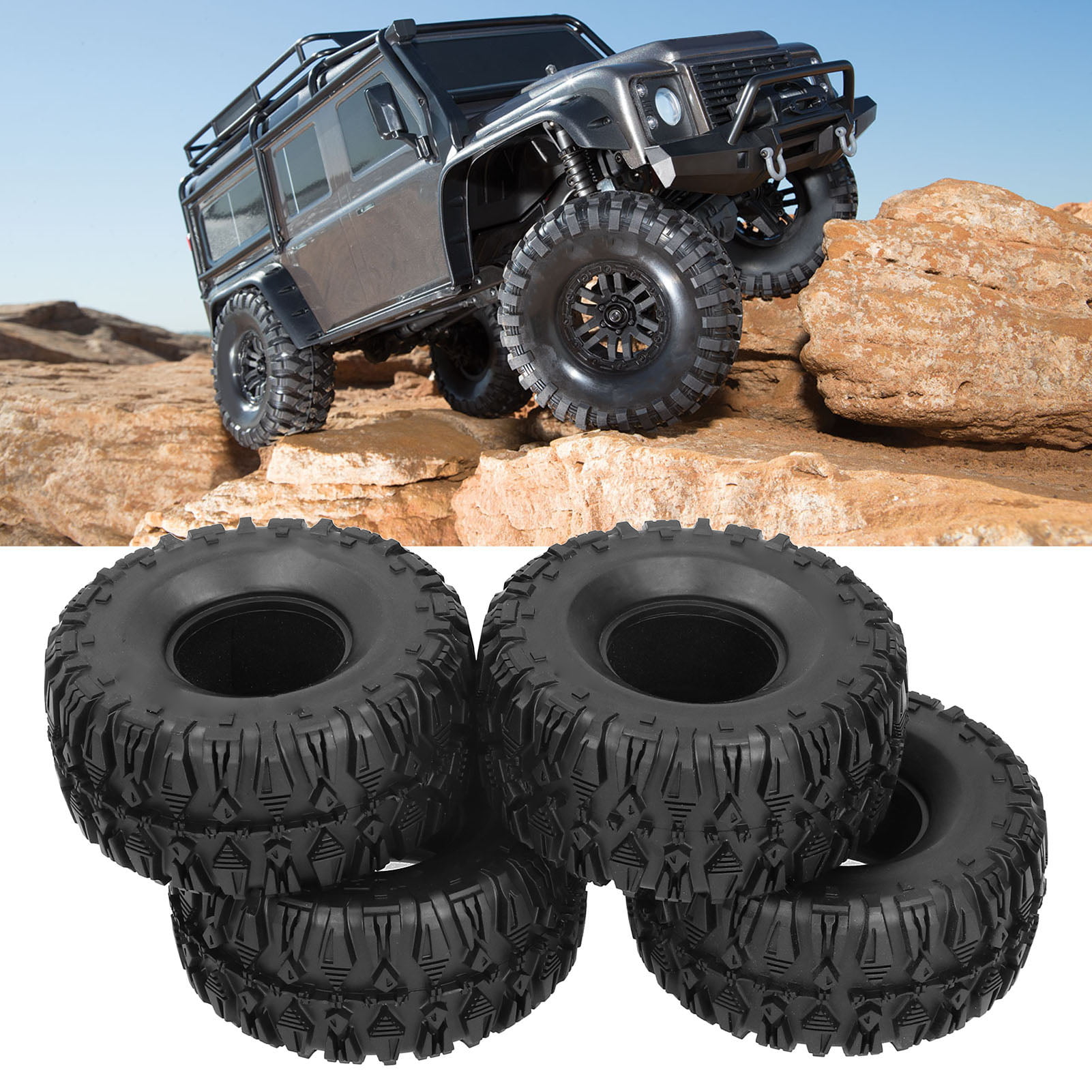 4PCS 1/10 RC Trye 2.2" Climbing Car Off-road Tires 135MM Tires with Sponge Liner 