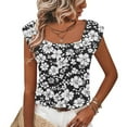 thumbnail image 2 of PVCS Womens Tops Clearance Under $5 Women's Casual Printed Short-Sleeved Neck Tops Blouse, 2 of 7