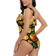 thumbnail image 4 of Pofeuu Tangerine Print Women's One Piece Swimsuits One Shoulder Swimwear Asymmetric Ruffle Monokinis Bathing Suits-X-Large, 4 of 6