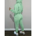 thumbnail image 2 of Casual Drawstring Pantsuits Two-piece Set, Pocket Hoodies Tops & Loose Long Sweatpants Set, Women's Clothing, 2 of 7