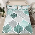 thumbnail image 2 of jejeloiu Boho Exotic Style Twin Sheet Sets,Retro Stripe Triangle Twin Fitted Sheet,Green Gray Flat Sheet For Kids,Ultra Soft Home Decor,3pcs, 2 of 7