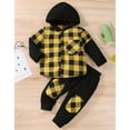 thumbnail image 5 of Popvcly Toddler Baby Boy Clothes Long Sleeve Hoodie Outfits Plaid Flannel Shirt Top Sweatpants Fall Winter Clothing 18M-7T, 5 of 11