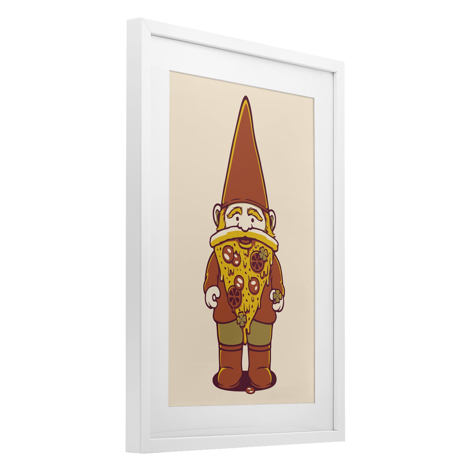 Stupell Industries Happy Pizza Gnome White Framed Print Under Glass, design by Tobe Fonseca