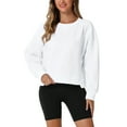 thumbnail image 1 of Sudadera recortada ATHLECHIC para mujeres, suéter de felpa de cuello redondo, suéter oversized de moda, tops de pullover de otoño, XL blanco, 1 of 5