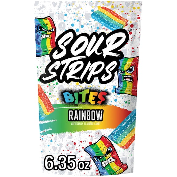 SOUR STRIPS Bites Rainbow Flavored Chewy, Candy Bag, 6.35 oz