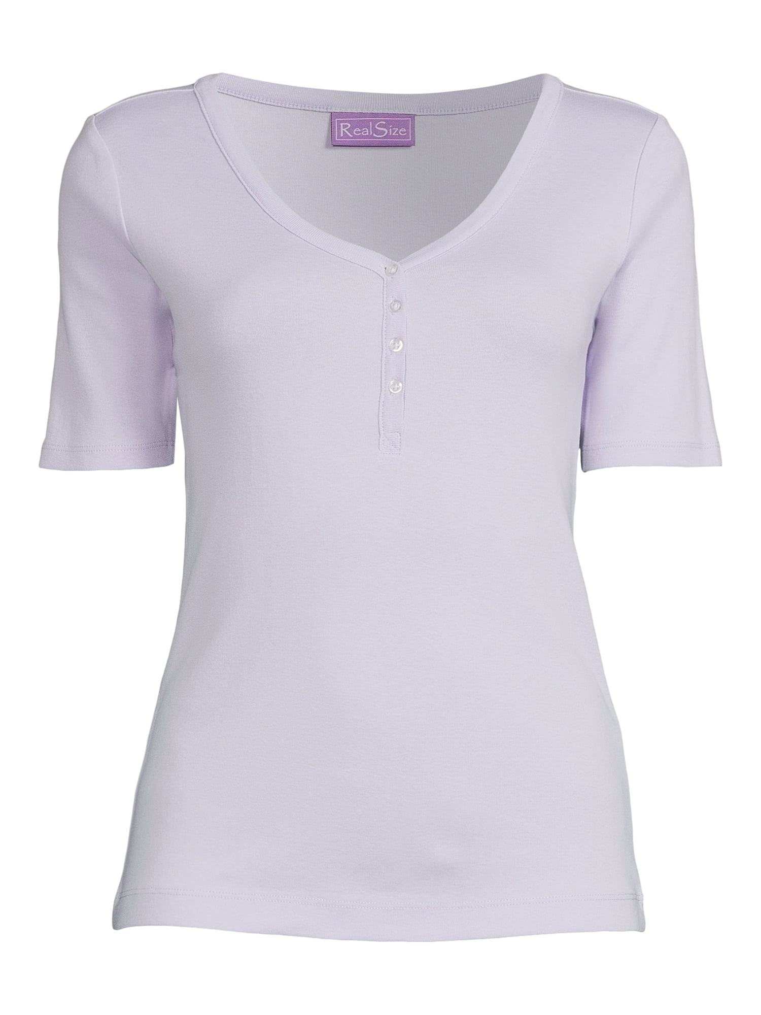 RealSize Women's Ribbed Henley Shirt, Sizes XS-3XL