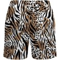 thumbnail image 4 of Sunyuer Men's Swim Trunks with Compression Liner 2-in-1 Drawstring Swimming Shorts Quick Dry Beach Board Shorts with Pockets, Modern Leopard Print, XL, 4 of 8