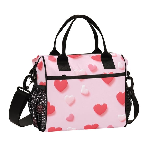 Valentine's Day Hearts Cooler Bag Lunch Bag Soft Cooler Cooling Tote Insulated Lunch Box for Adult Men Women