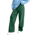 thumbnail image 2 of Dwralegc Women's Sweatpants Fleece Lined Winter Athletic Elastic Waist Wide Leg Pants Drawstring Baaggy Loose Sweatpants with Pockets Green M, 2 of 4