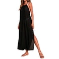thumbnail image 4 of Lucakuins Mujeres Bikini Cover-ups Verano Color sólido Suelto Sin espalda Slit Halterneck Traje de baño para la playa Traje de baño Lucakuins  moda, 4 of 7