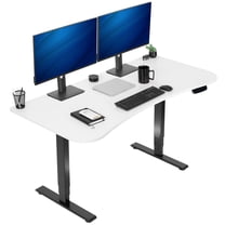VIVO Electric 63" x 32" Stand Up Desk Workstation, White Table Top, Black Frame