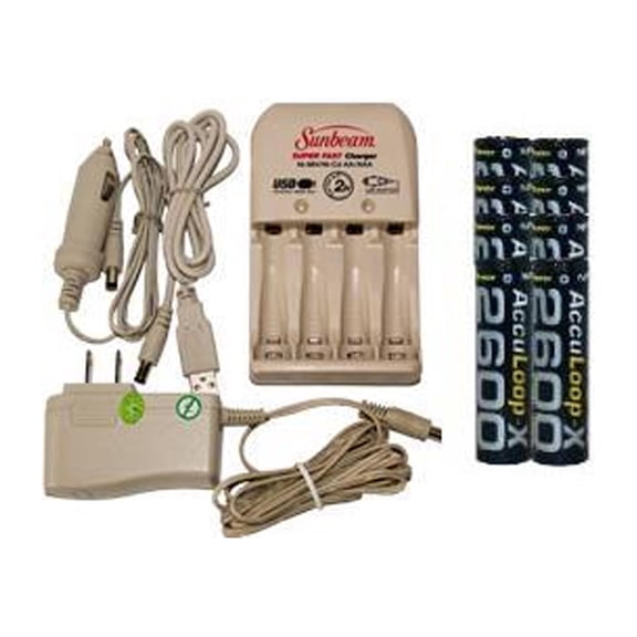 Sunbeam AA / AAA Battery Charger   8 AA AccuPower AccuLoop-X NiMH Batteries (2600 mAh)