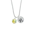 thumbnail image 2 of Delight Jewelry 12mm Crystal Rivoli - Clear AB Silvertone Script Initial Disc - R - Charm Necklace, 20"+3", 2 of 4
