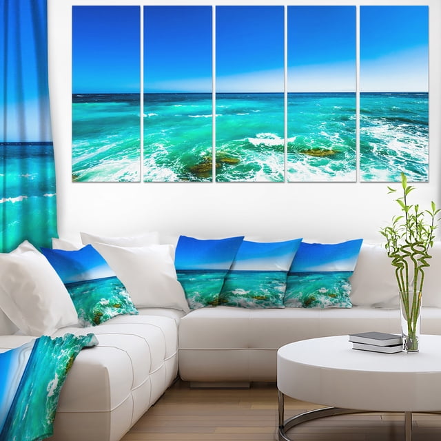 Seashore with Clear Water and Sky - Modern Seashore Canvas Art