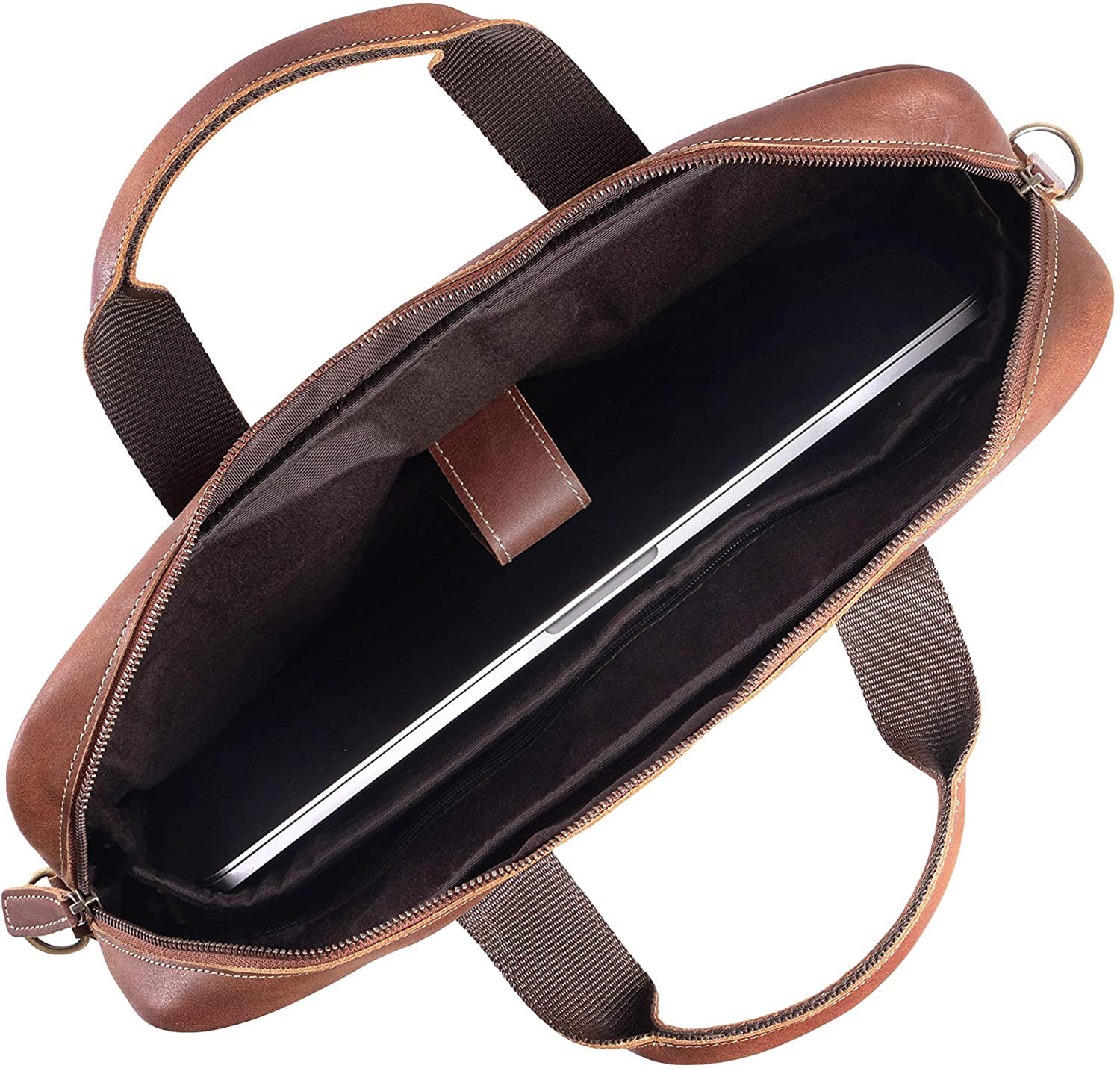 S-ZONE Men's Leather Briefcase 16 inch Laptop Bag Handbag Messenger Shoulder ... 