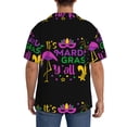 thumbnail image 5 of KLL Mardi Gras with Flamingo Print Men's Shirt Short Sleeve Button Down Summer Cuba Beach Shirts- Large, 5 of 7