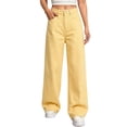 thumbnail image 2 of Sevevn Women's High Waisted Wide Leg Jeans Casual Baggy Denim Pants for Street Style & Daily Wear Yellow S, 2 of 5
