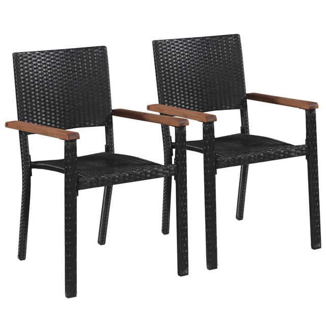 vidaXL Chaises d'Extérieur 2 Pcs Rotin Synthétique Noir