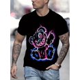 thumbnail image 1 of Camiseta informal con estampado 3D de oso para hombre - 100 % poliéster, cuello redondo y ligeramente elástica - Top de punto de manga corta de verano con diseño de oso de dibujos animados, ideal par, 1 of 5