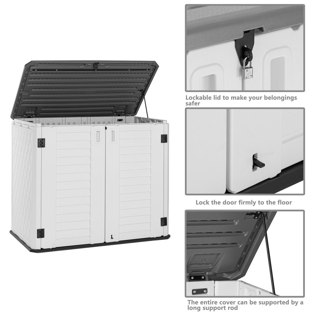 LEASEN Storage Deck Box Courtyard Storage Box HDPE Plastic White
