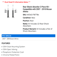 thumbnail image 2 of Rear Shock Absorber 2 Piece Kit - Compatible with 2007 - 2018 Nissan Altima 2008 2009 2010 2011 2012 2013 2014 2015 2016 2017, 2 of 2