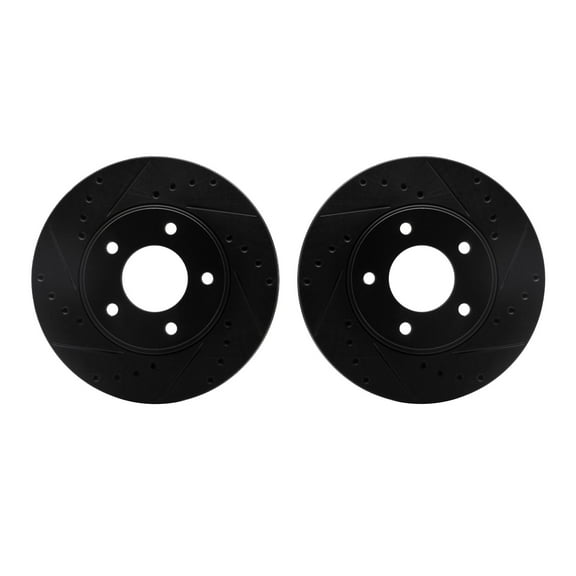 Dynamic Friction Company Front Brake Rotors-Drilled and Slotted-Black 8002-80021
