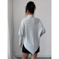 thumbnail image 2 of Women's Poncho Pullover Sweater Turtleneck Long Sleeve Knit Top Loose Fit for Casual Outings, 2 of 6