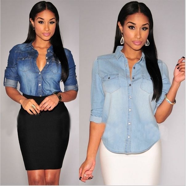 denim blouse women