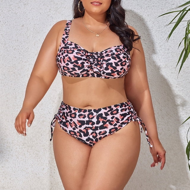 WILLBEST Trajes de Baño Para Mujer, Conjunto de Bikini de Estilo Sexy de Talla Grande Para Mujer, Traje de Baño Colorido Con Efecto Tie-Dye Ajustable, Traje de Baño de 2 Piezas de Cintura Alta