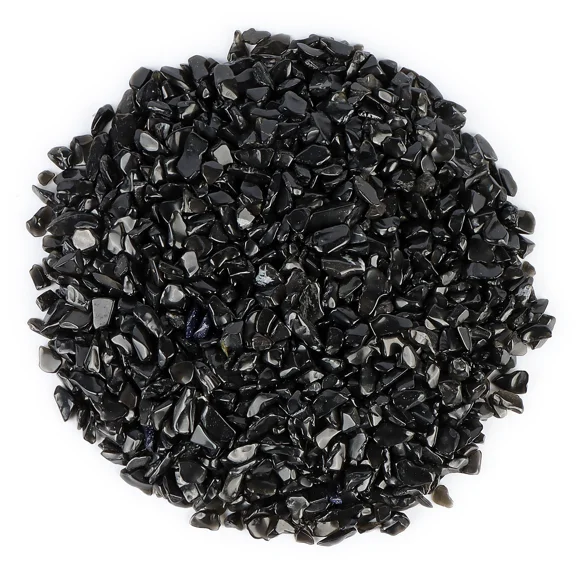 Firefly Hope 100g 5-9mm Assorted Irregular Shaped Quartz Crystal Chips, Crushed Tumbled Polished Decorative Rocks for Succulents, Aquarium, Betta Fish Tank Gravel, Vase Filler & DIY Crafts, Black