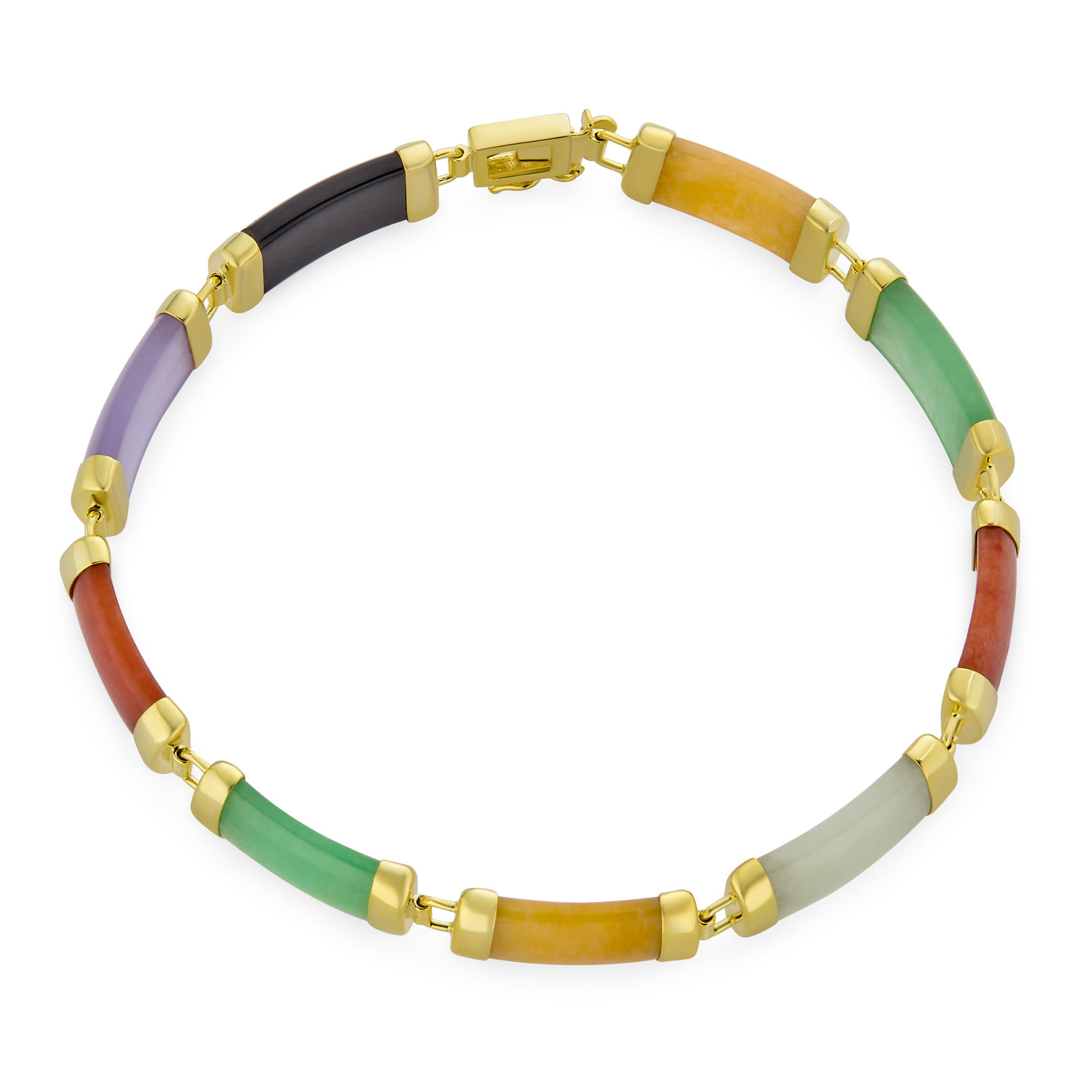 Multi-Color Jade Bracelet 14K/Sterling Silver