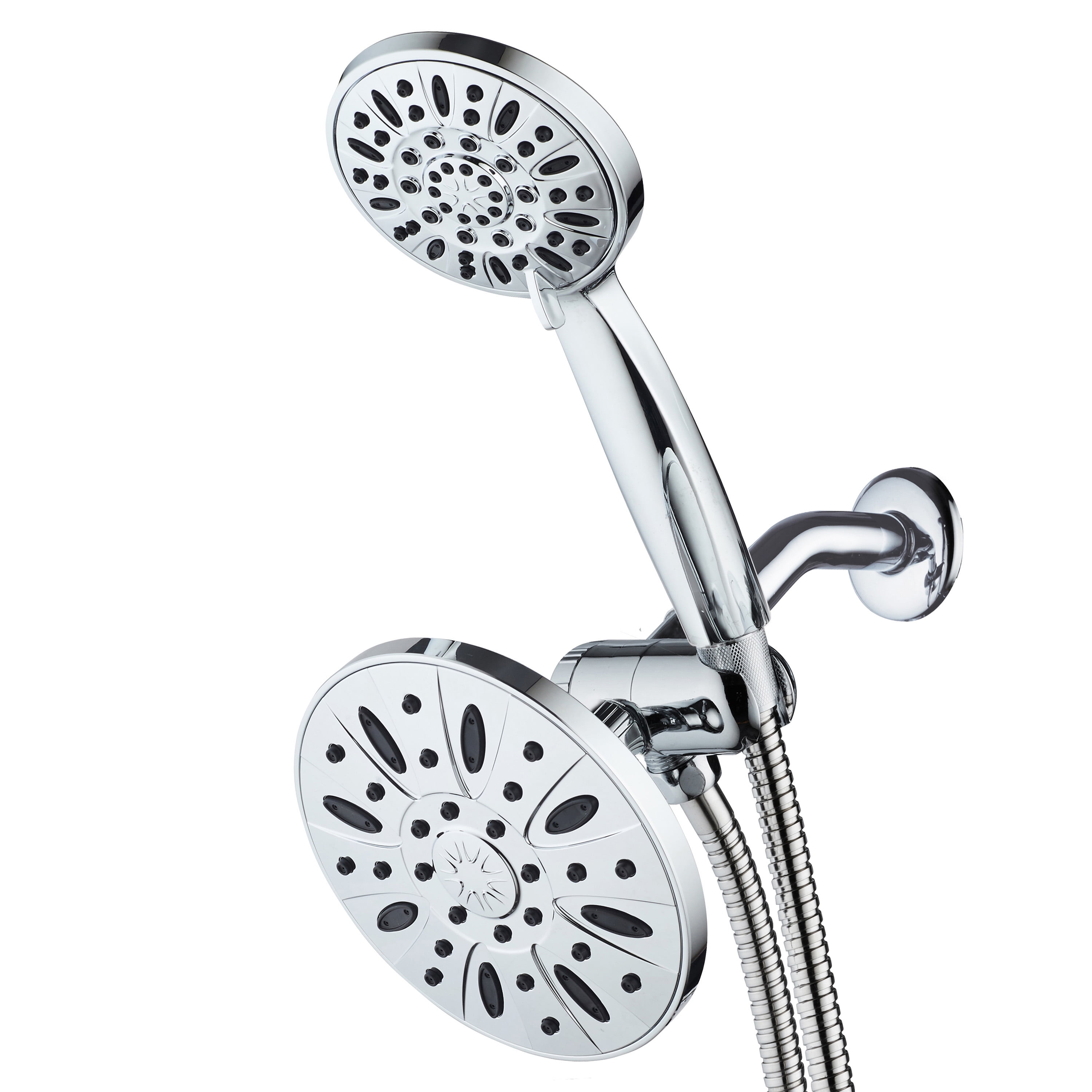 AquaDance High Pressure Multi-Function Luxury 2-in-1 Fixed & Handheld Shower Head Combo with 3-way Water Diverter, Stainless Steel Hose - All Chrome Finish / Top US Shower Brand