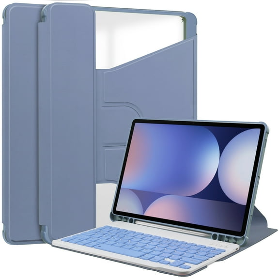 Case for Samsung Galaxy Tab S10 Plus 12.4" 2024, Rotating Stand Cover with Pencil Holder, Auto Wake/Sleep Full Protection Clear Folio Case for Samsung Galaxy Tab S10 Plus 12.4" 2024, Purple