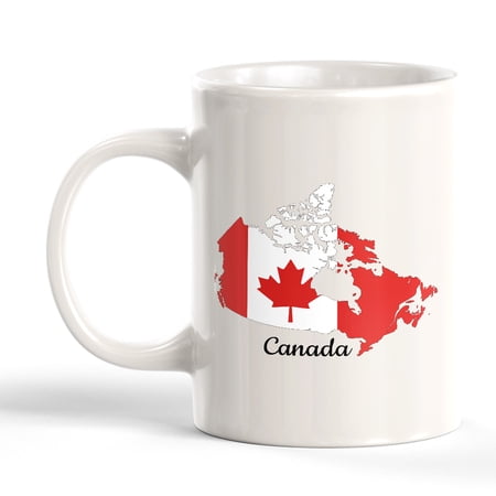 Designs ByLITA Canada Country Outline and National Flag 11oz Ceramic Coffee Mugs | Great Novelty Gift | Office Mug Gifts| Workspace | Home space